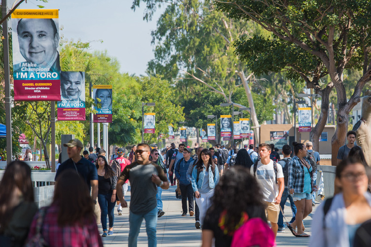 photography sample - crowd of students on csudh walkway