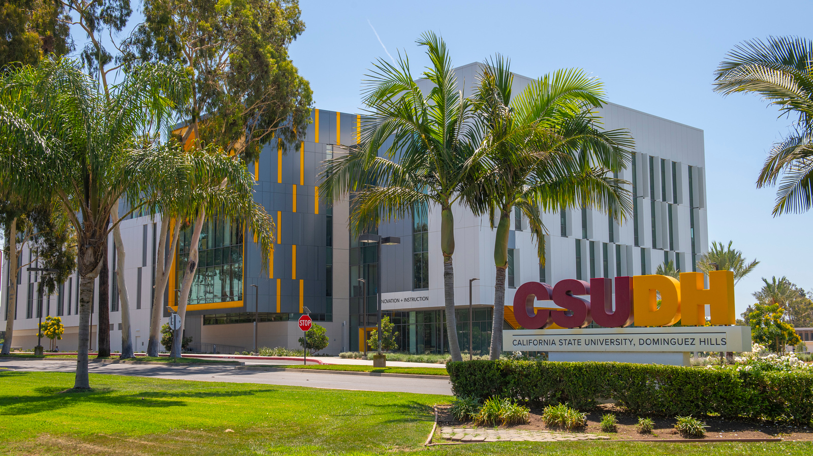 new building and CSUDH sign
