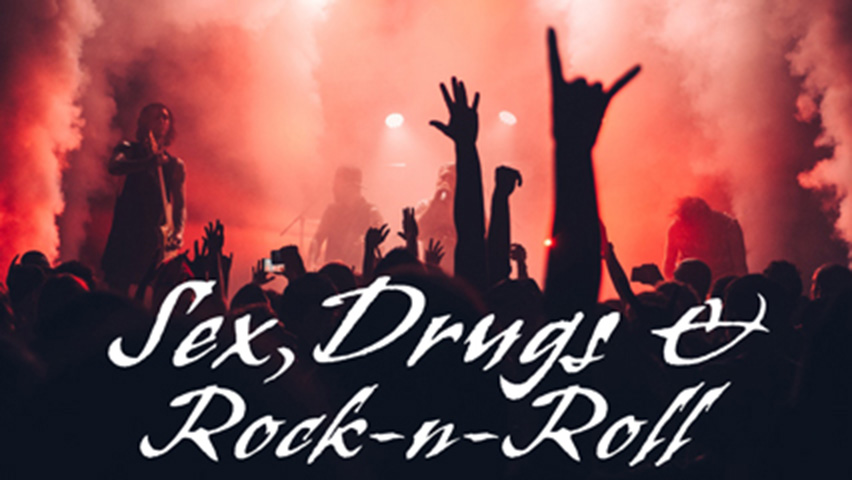Sex, Drugs & Rock-n-Roll band and fans with smoke and lights effects
