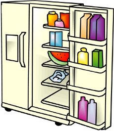 refrigerator with one door open
