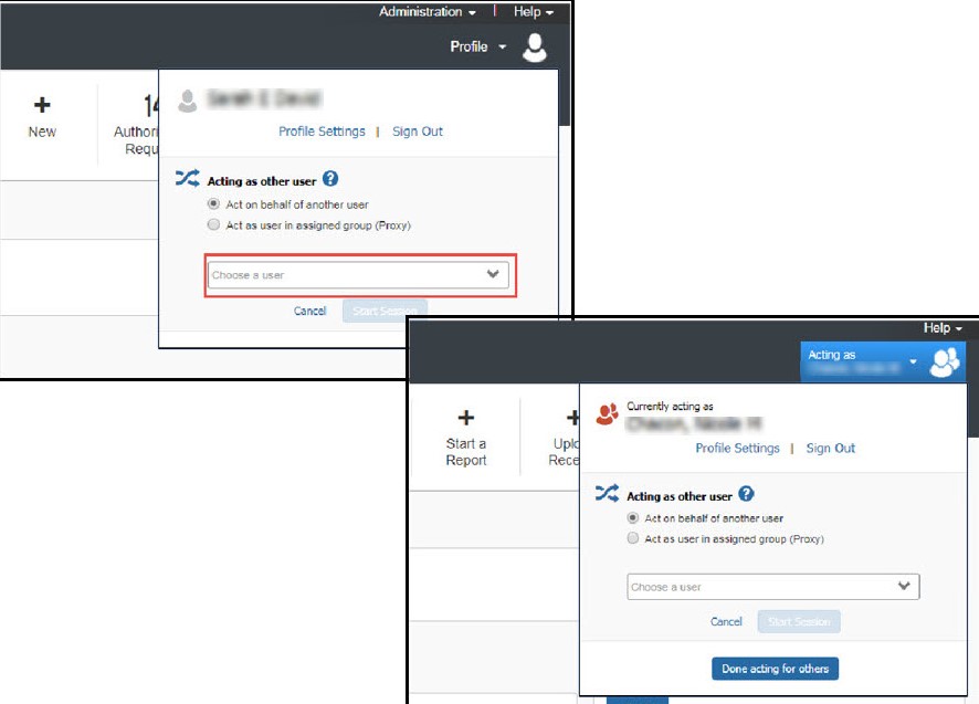 screenshot showing switching users