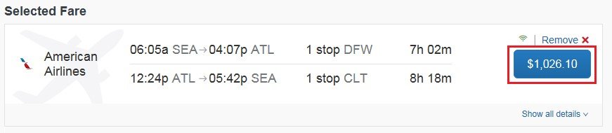 screenshot showing fare button