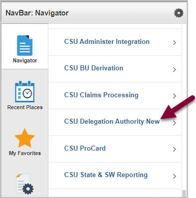 CSU delegation authority new button