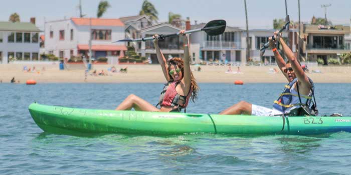 Alumni kayaking in Long Beach
