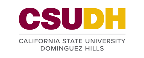 CSUDH logo stacked version with university name on two lines on white background