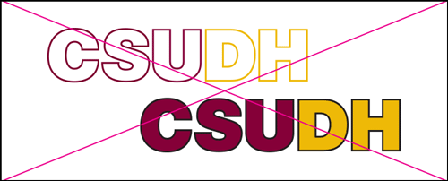 csudh logo misuse. Do not use outlines.