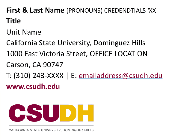 CSUDH email signature sample template