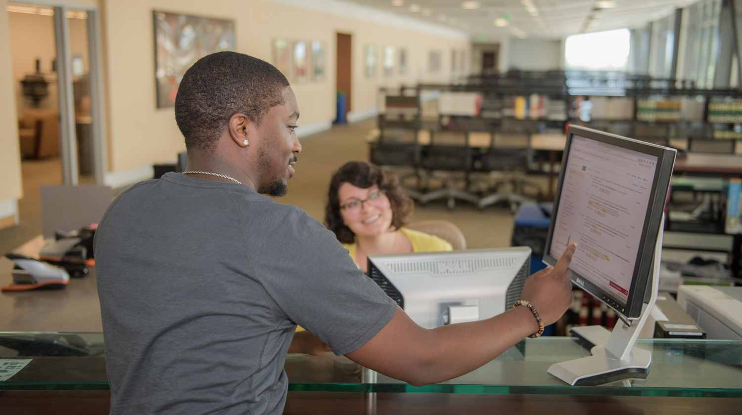 Student on computer