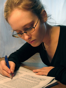 a lady reading a book