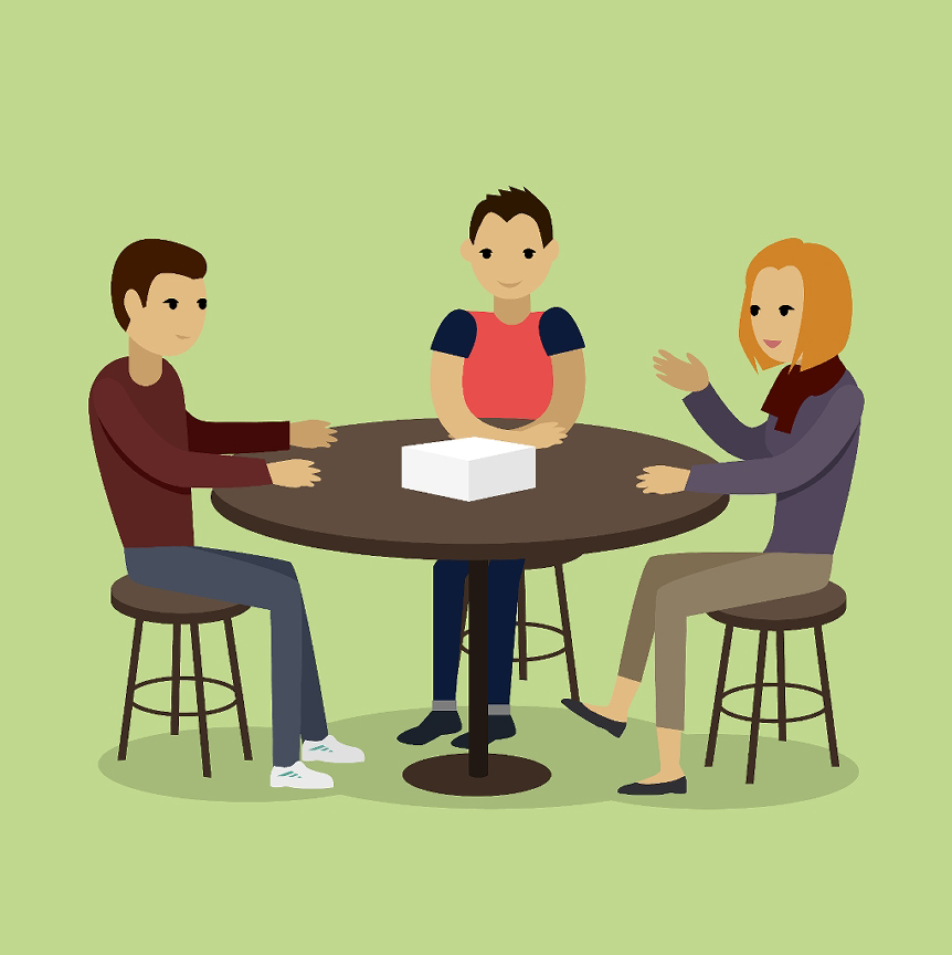 three people sitting