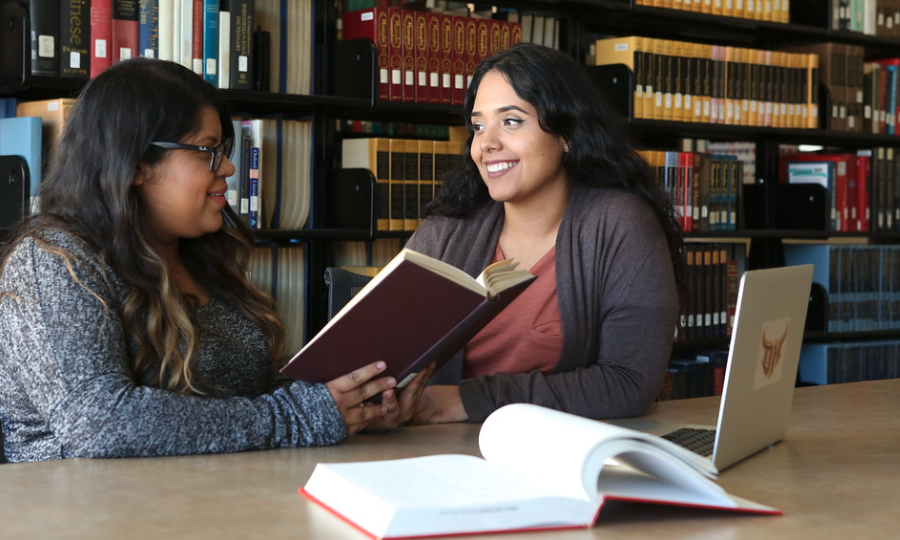 Students in library