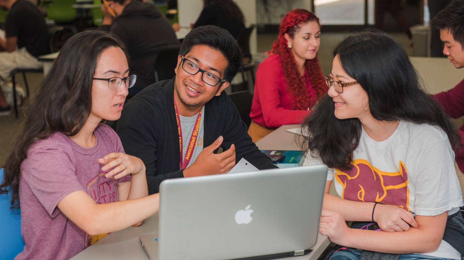 Students around a computer