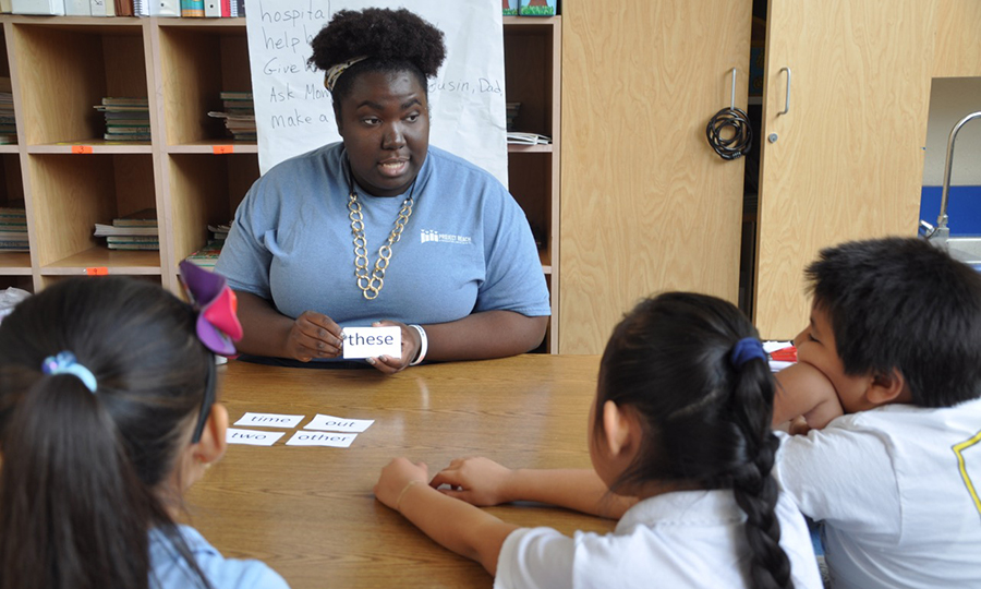 Teacher and students