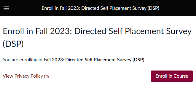 Enroll in Fall 2023 DSP