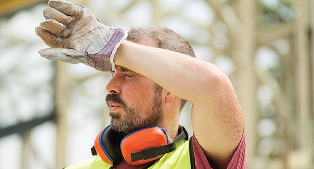 Landscaper working in the sun