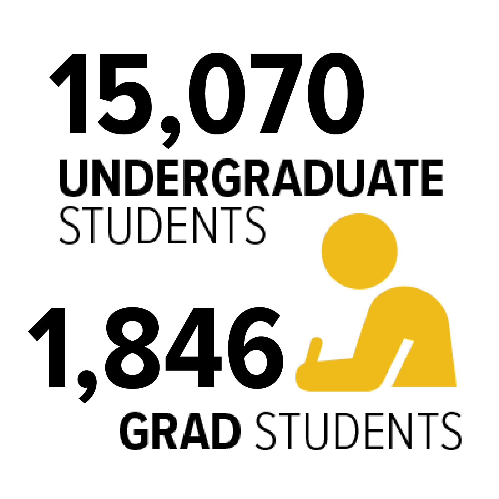 15070 undergraduate students and 1846 graduate students