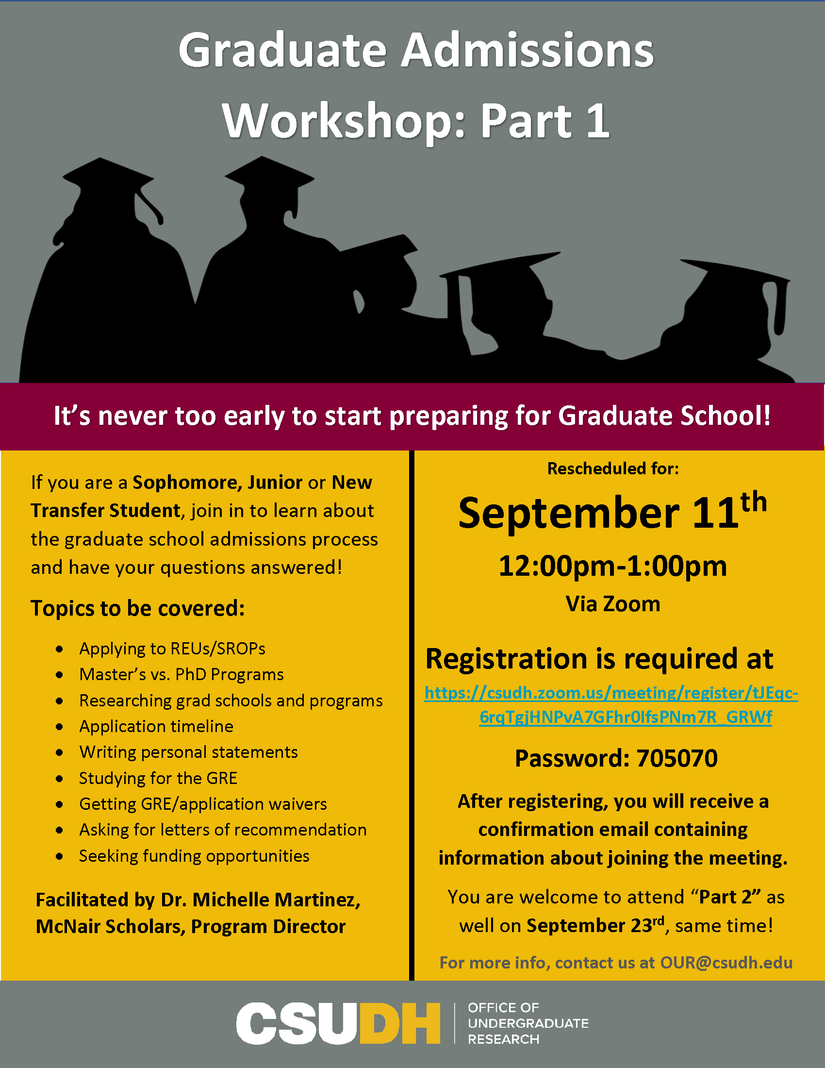 Graduate Admissions Workshop- Part 1 Flyer