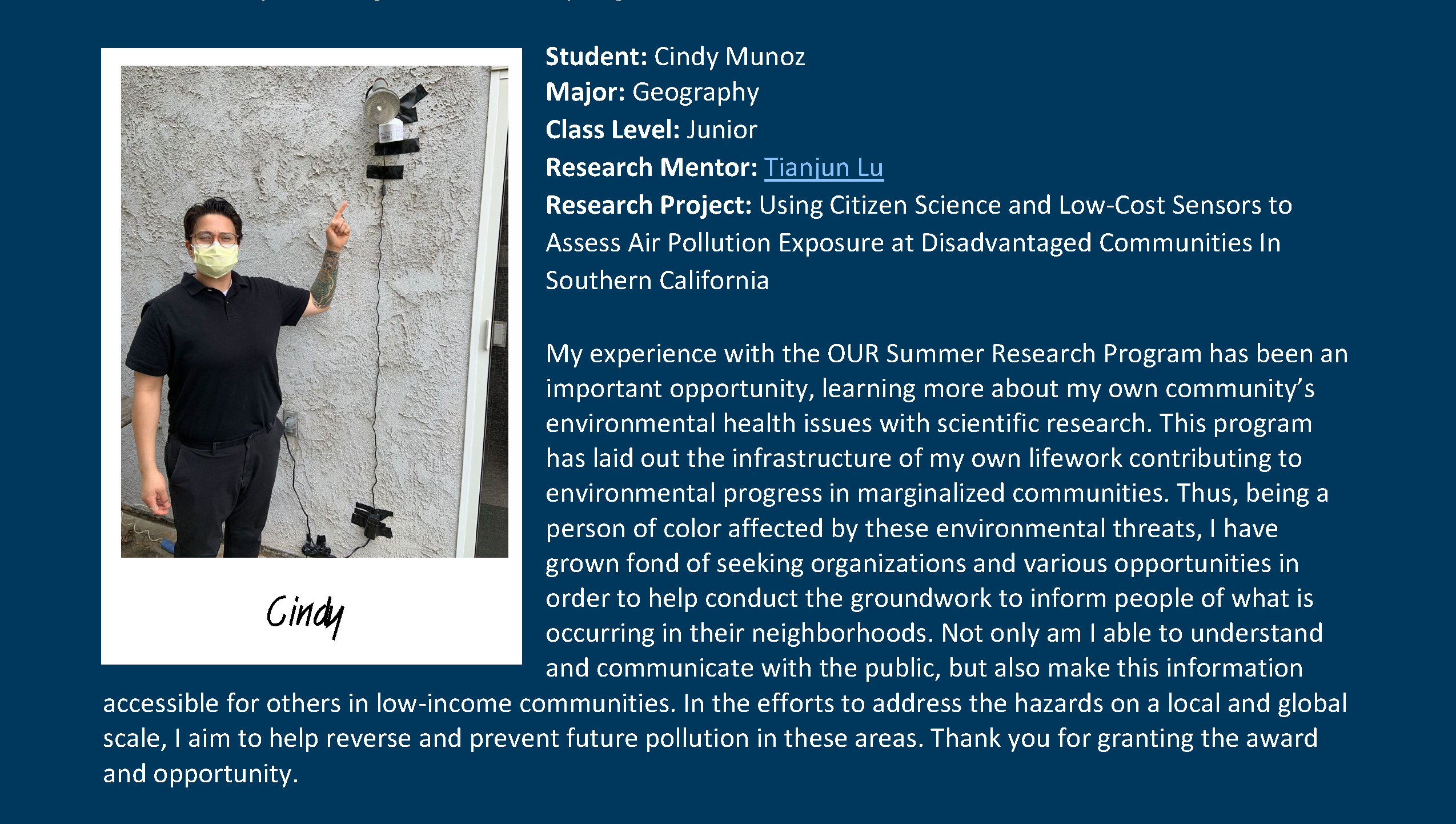 2021 OUR Summer Research Program TESTIMONIALS (C. Munez)