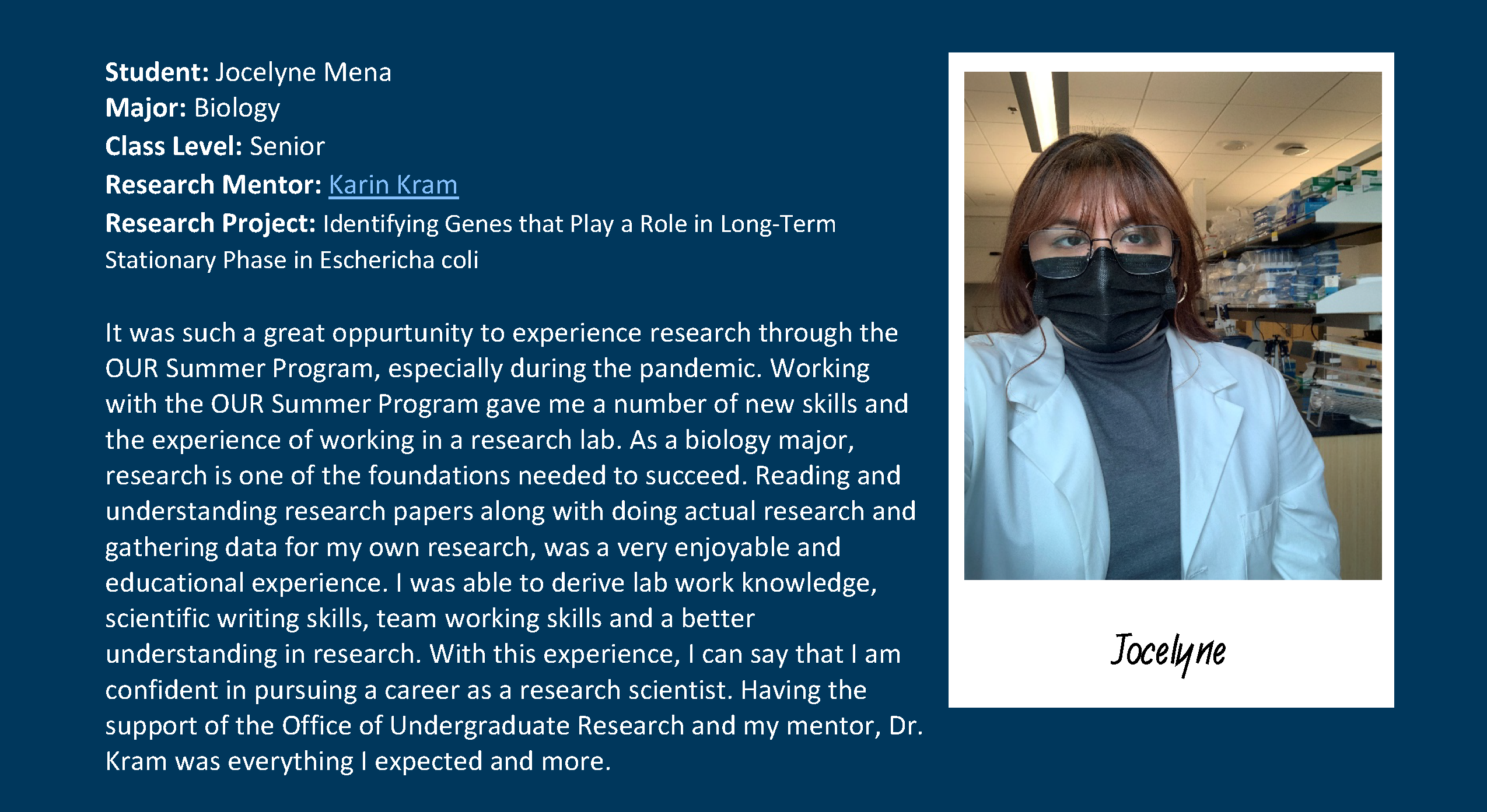 2021 OUR Summer Research Program TESTIMONIALS (J. Mena)