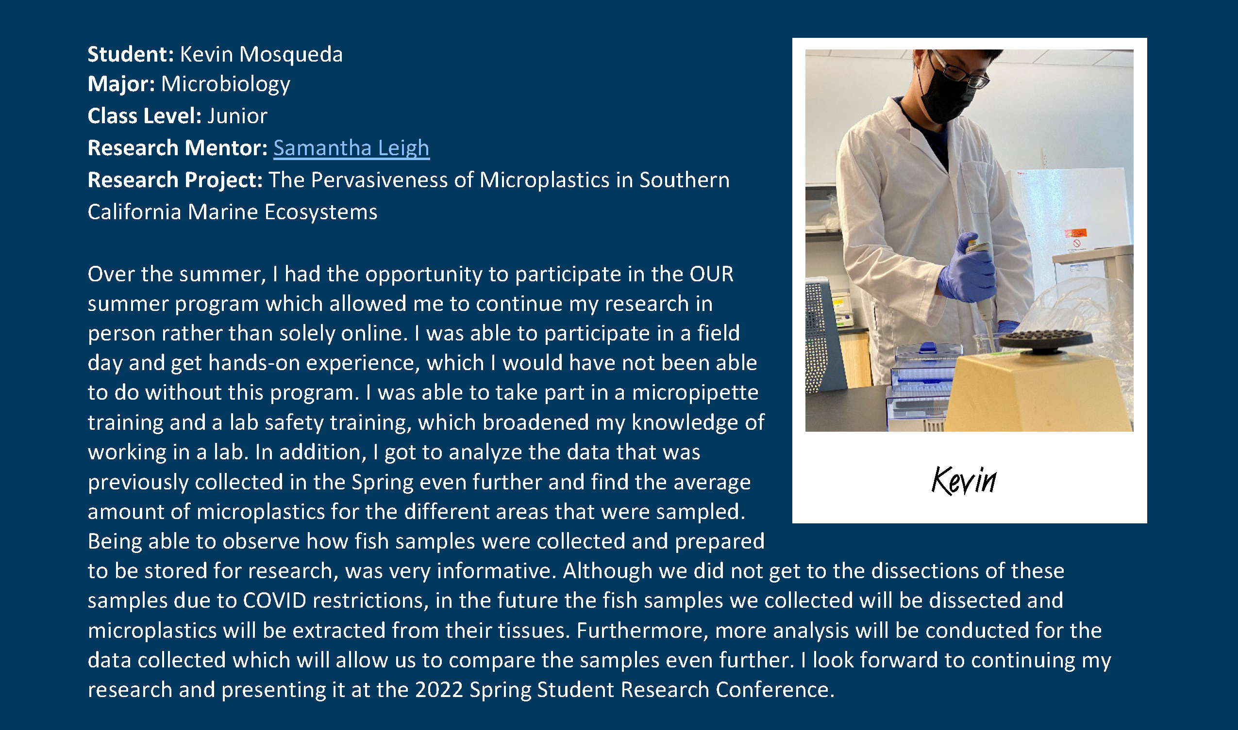 2021 OUR Summer Research Program TESTIMONIALS (K. Mosqueda)