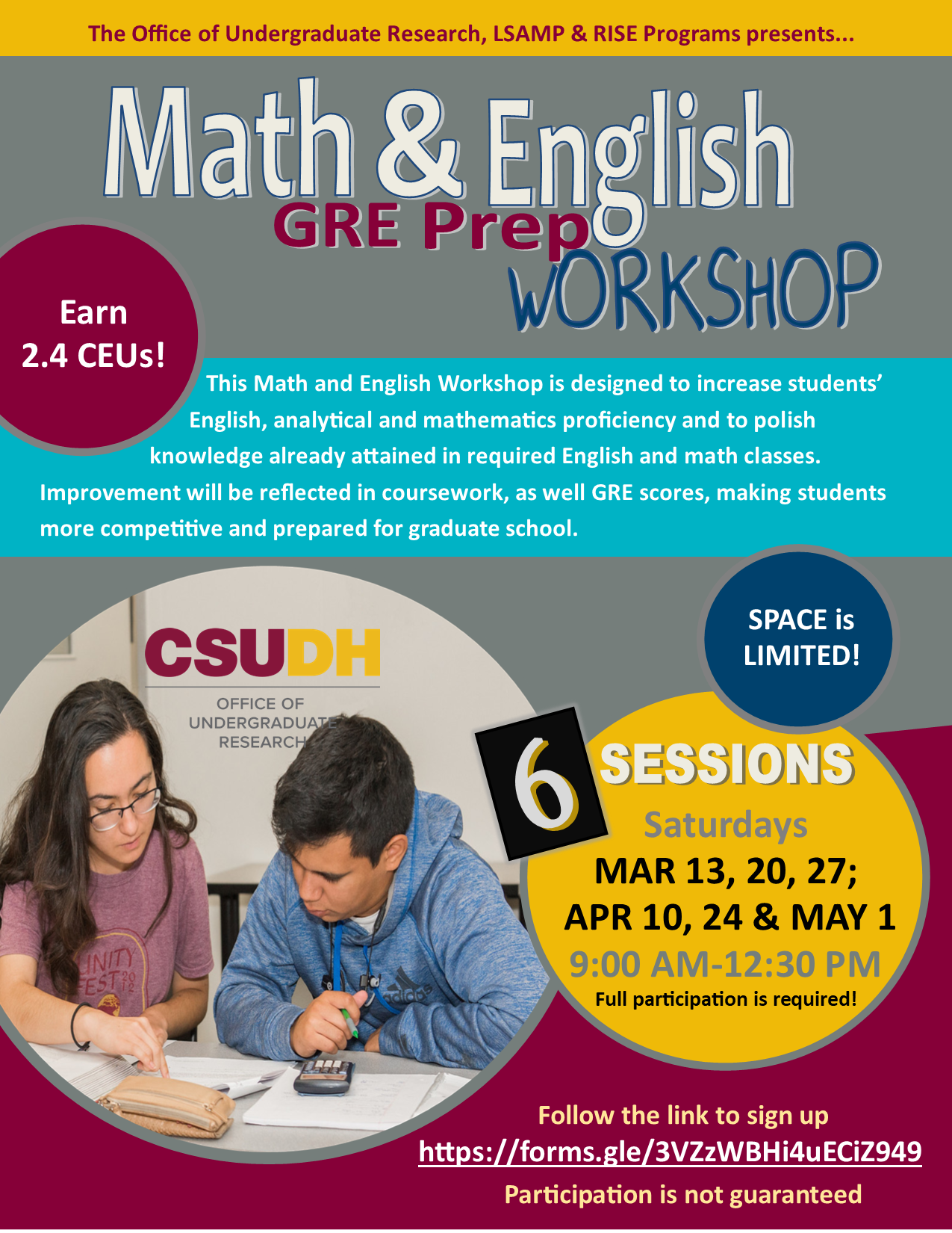 Math & English (GRE Prep) Workshop- Flyer