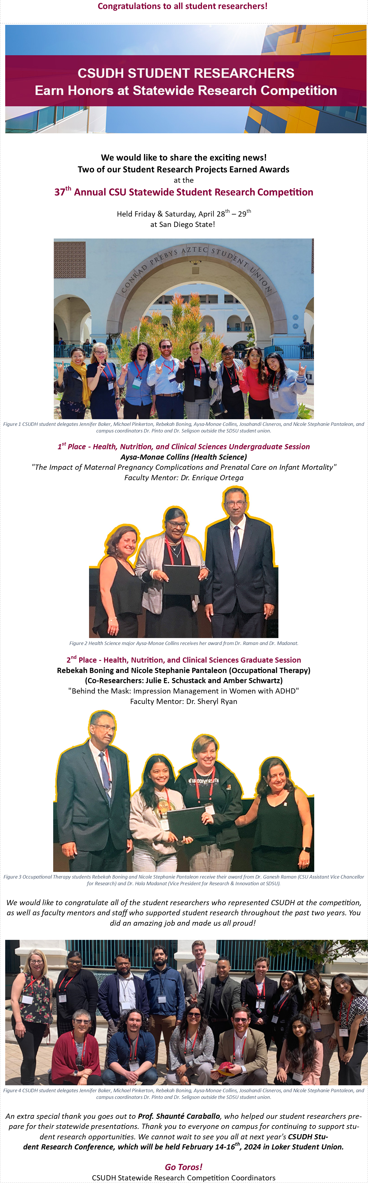 2023 CSU Statewide Research Competition Winners