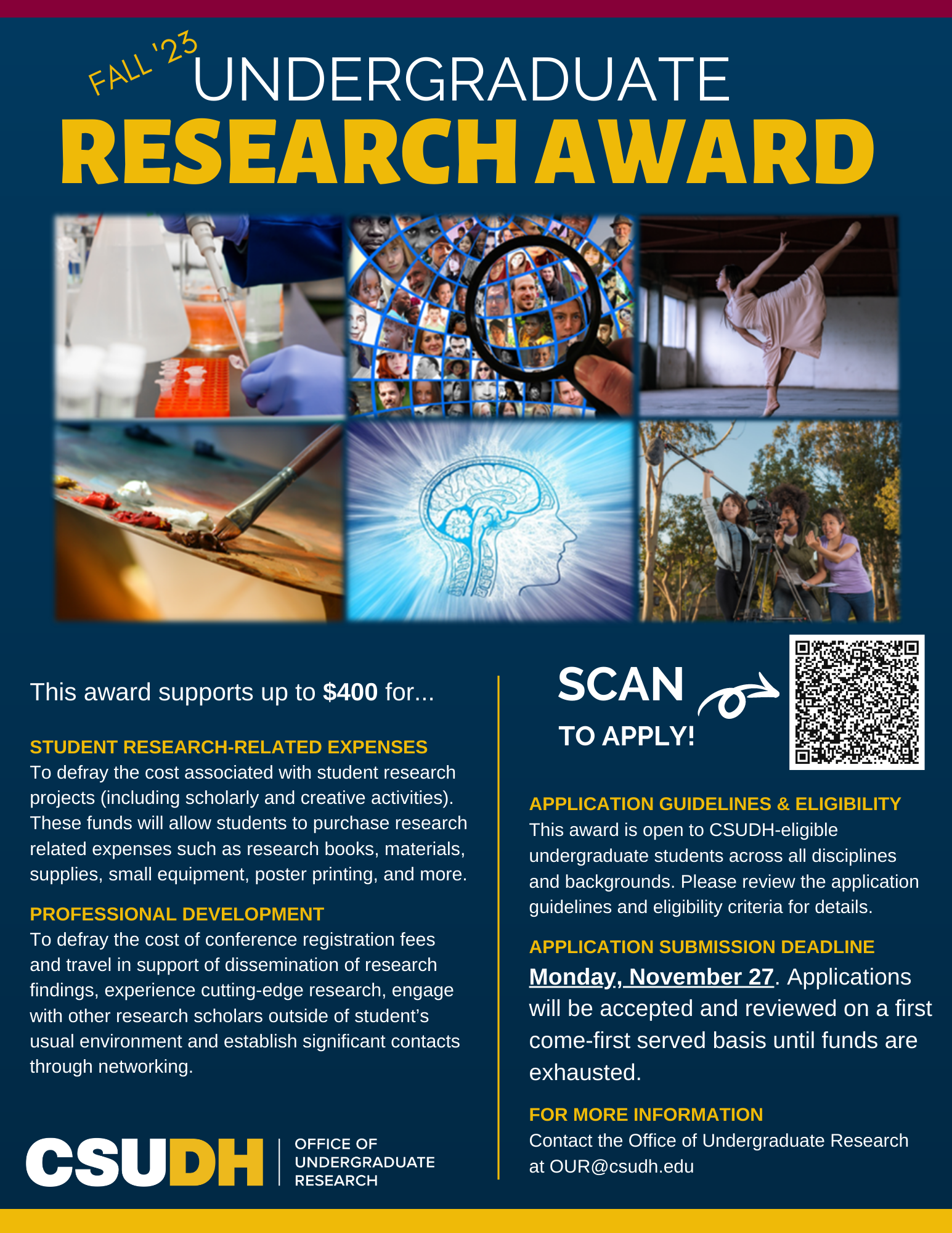 OUR Fall 2023 Undergraduate Research Award Flyer