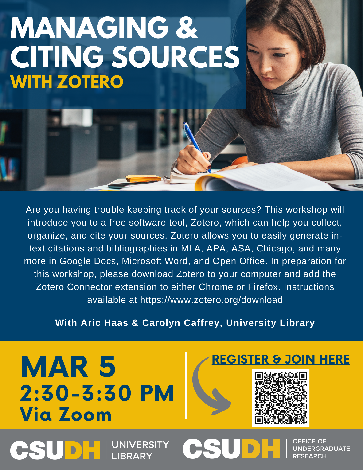 Managing & Citing Sources with Zotero Flyer 