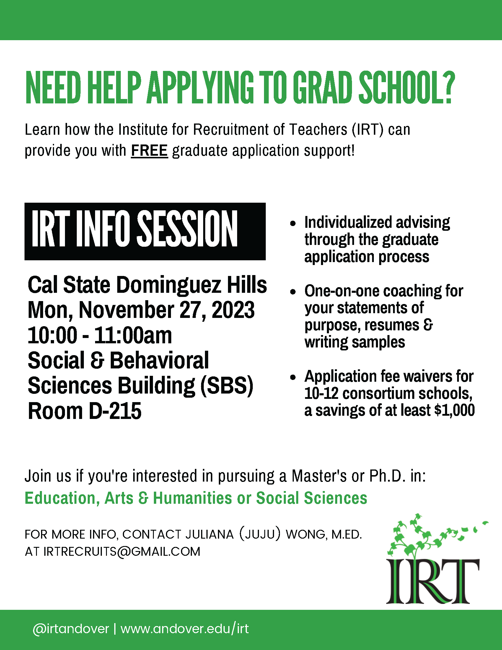 IRT Info Session 11-27-23