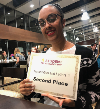 Porscha Singh won 2nd Place on Student Research Day