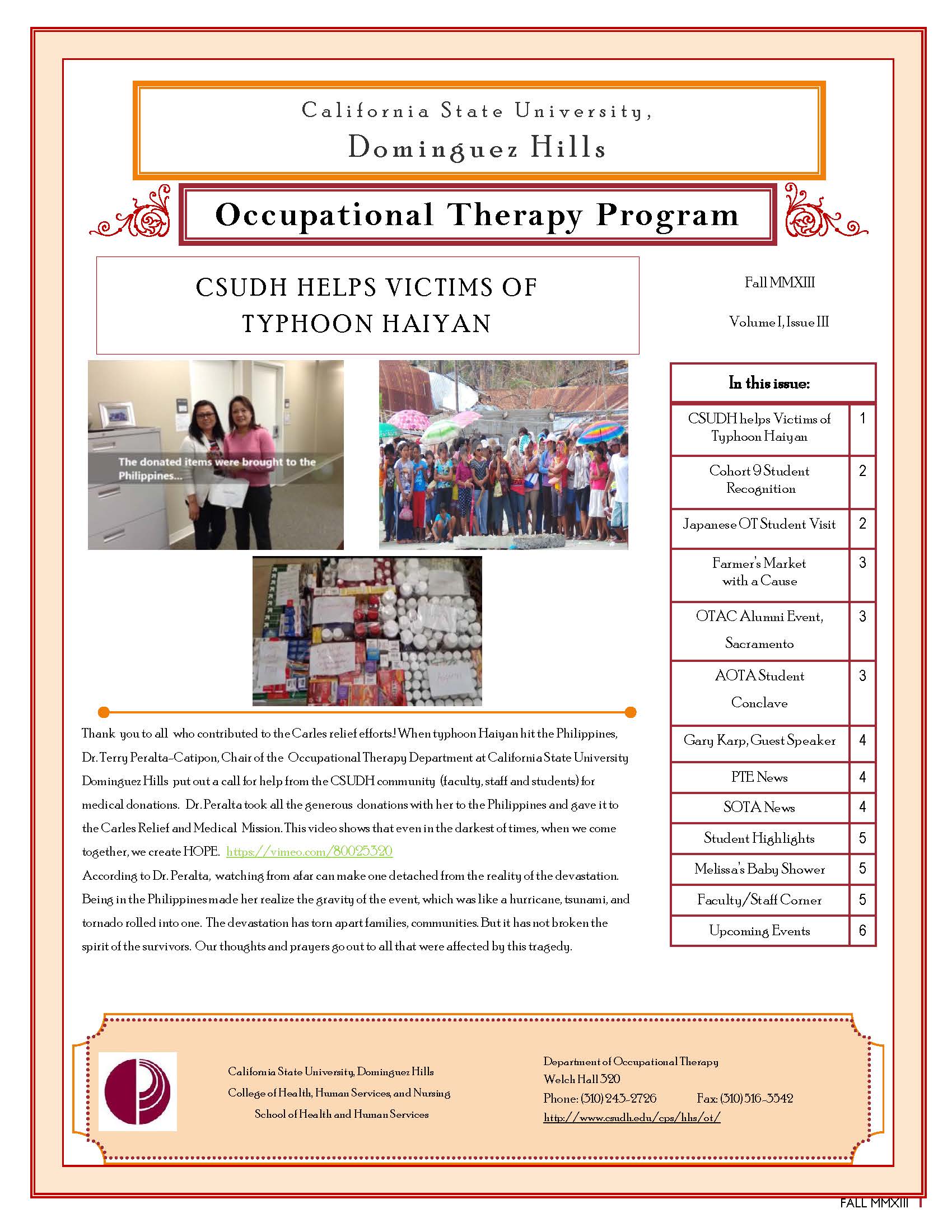 OT Fall 2013 Newsletter cover