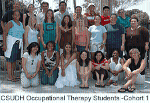three rows of 21 students