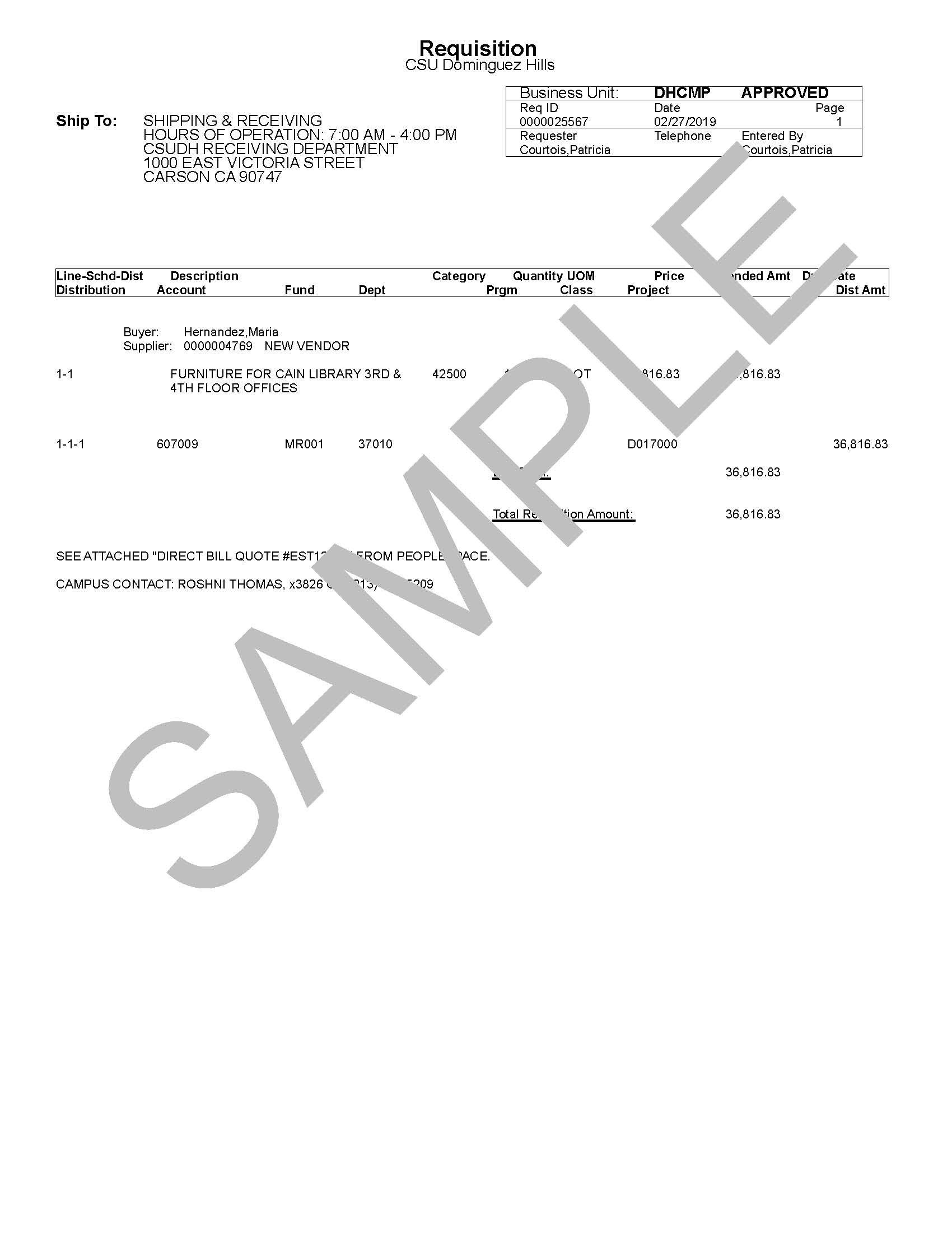 Sample Requisition
