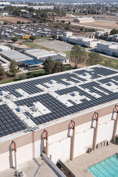 Sustainability Solar Panels atop campus buildings