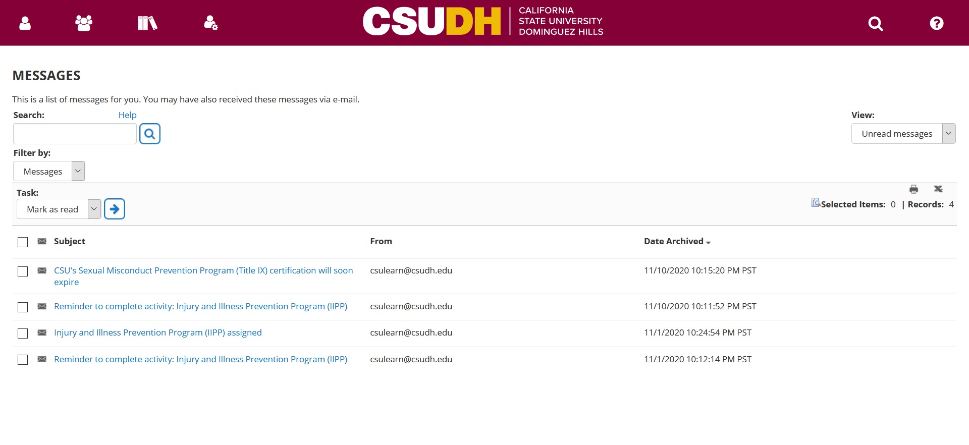 CSULearnMessages CSU Learn Message Inbox