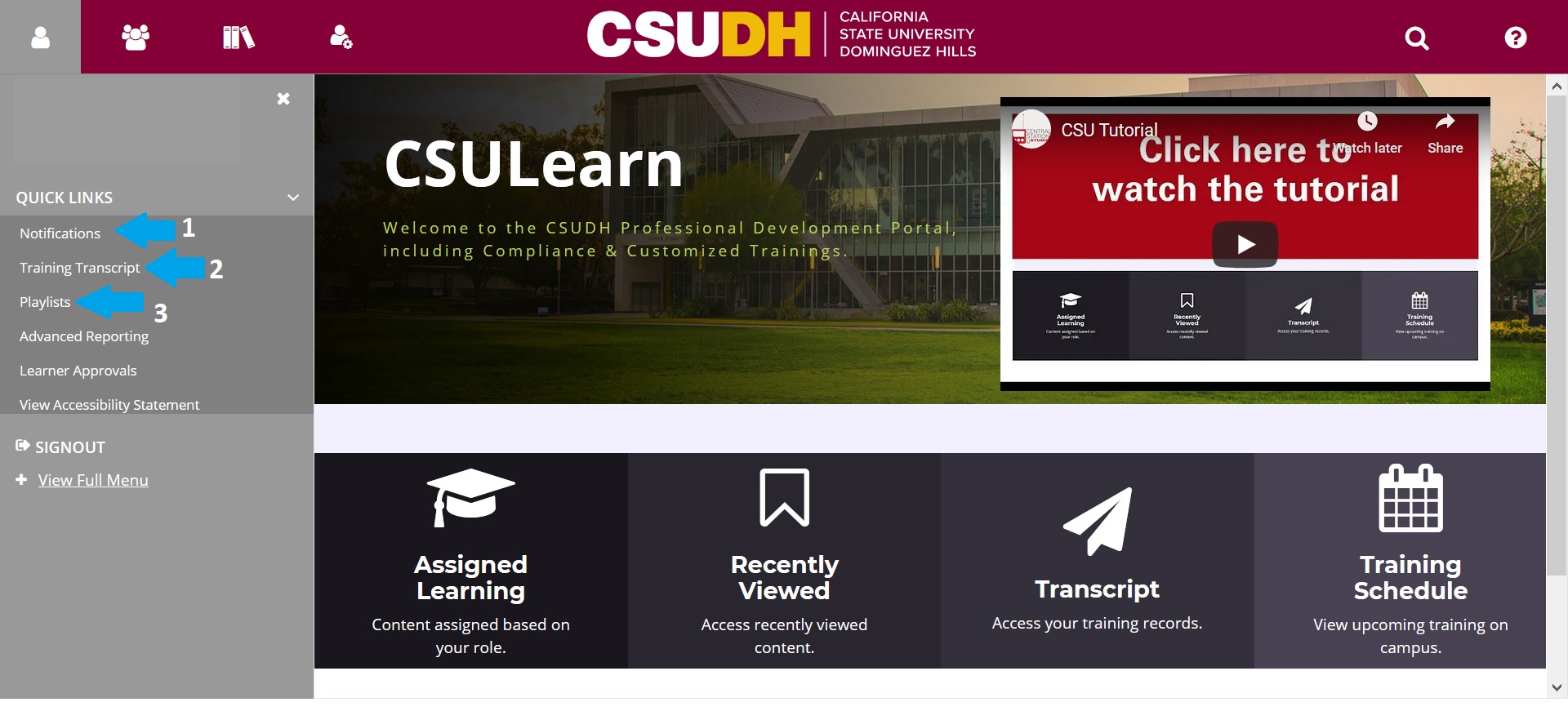 CSU Learn Quick Links 
