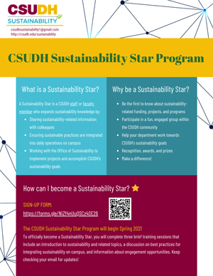 Click to download the CSUDH Sustainability Star Program Flyer [PDF]