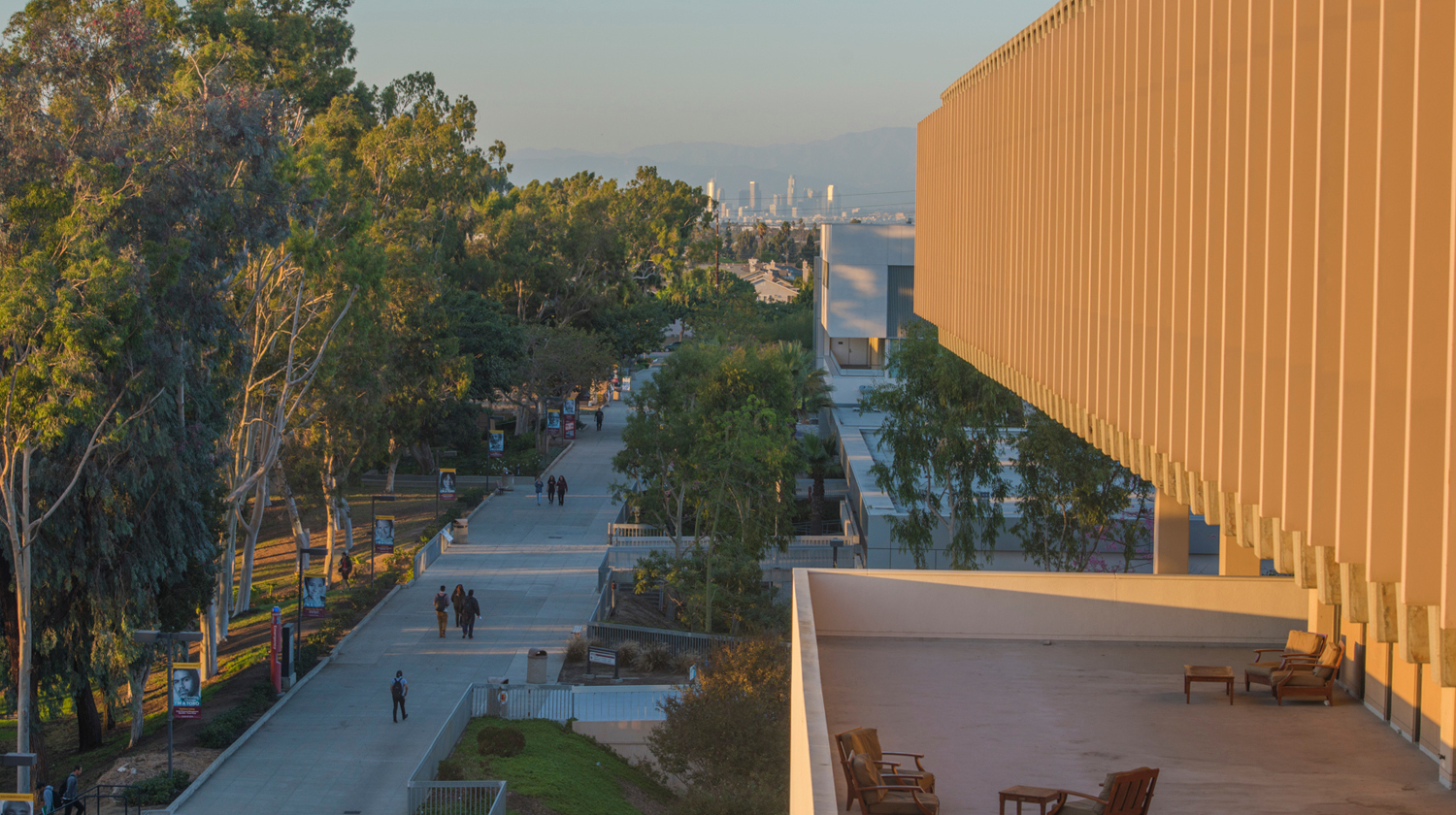 Photo of sunset on campus