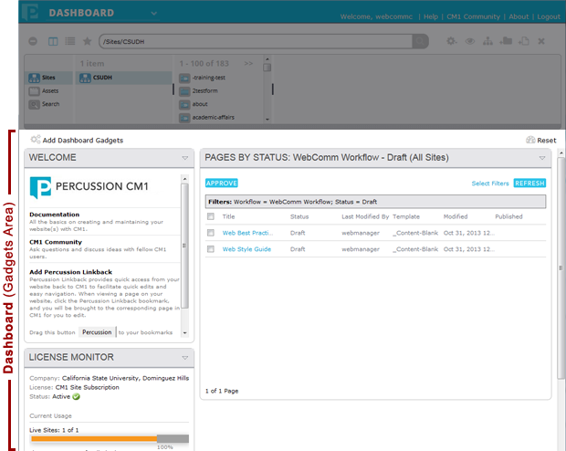 The CM1 Dashboard