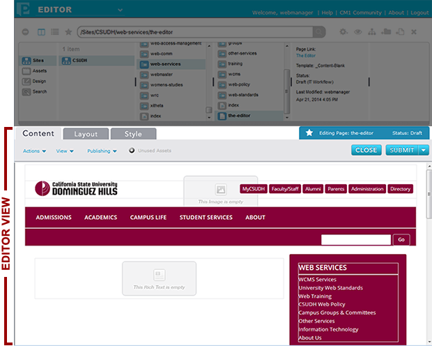 The CM1 Editor View The CM1 Editor View