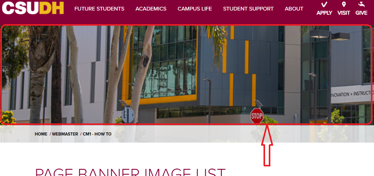 Page Banner Image Are located below page top navigation