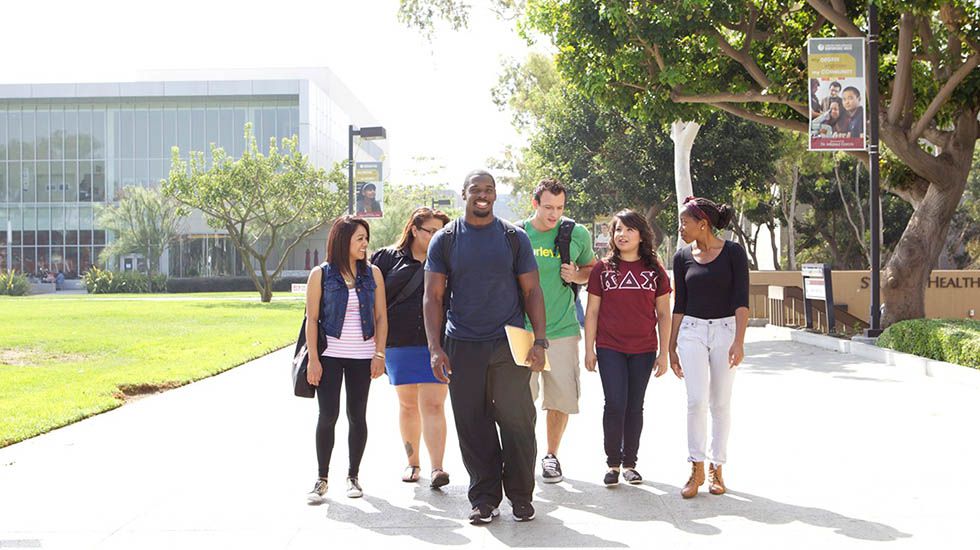 Group of students on the walkway