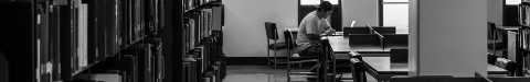 Banner - student in library